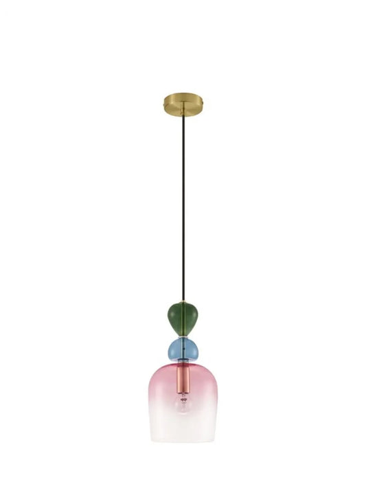 Pendul structura din Metal Negru/Auriu si abajur din Sticla Multicolor H185.5xL15.7cm IP20 MURANO