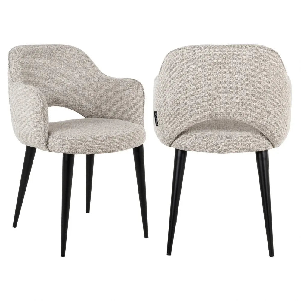 Scaun din Stofa Bej si Metal Negru L60xH85cm Giovanna Richmond interiors