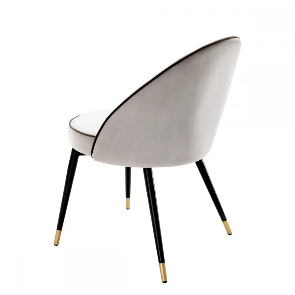 Set 2 scaune tapitat cu Catifea Gri deschis cu picioare din Metal Negru/Auriu H83xL55xA64cm Cooper Eichholtz