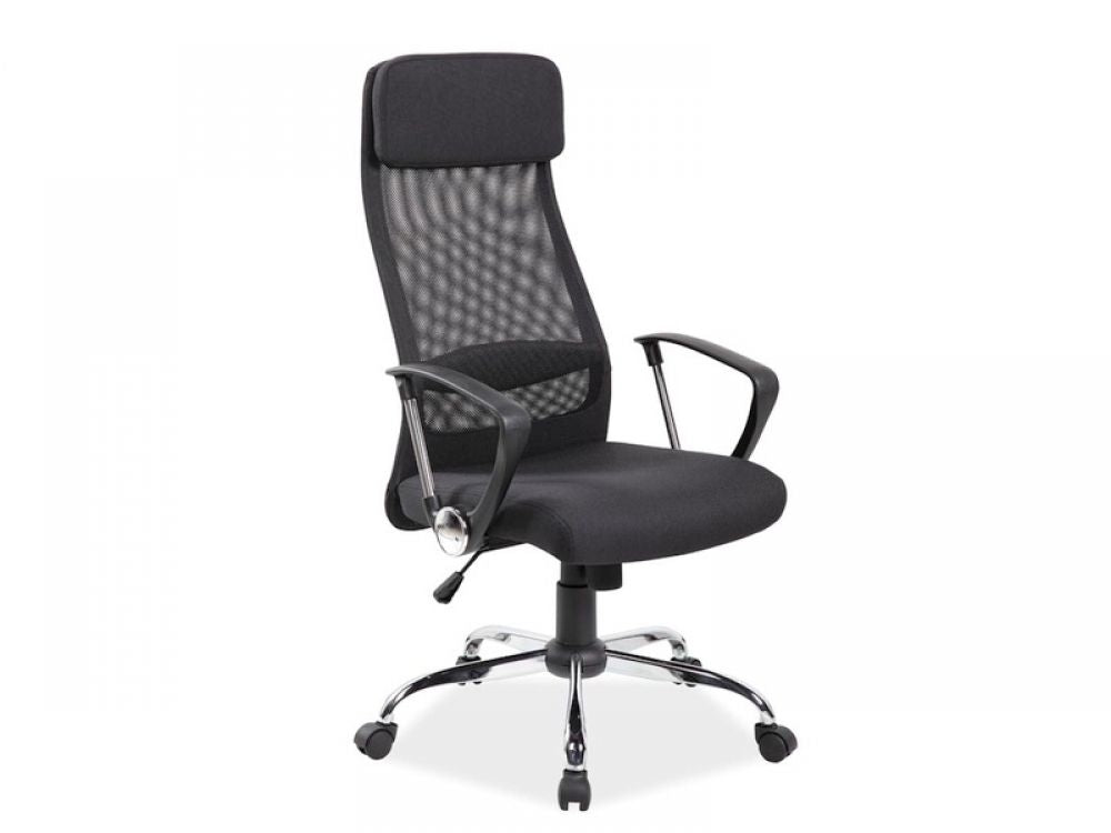 Scaun de birou reglabil din Poliester si Metal  Negru/Argintiu H118-128xL62xA49cm Q345