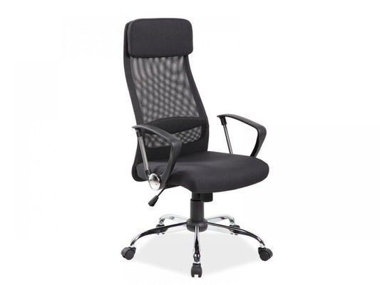 Scaun de birou reglabil din Poliester si Metal  Negru/Argintiu H118-128xL62xA49cm Q345