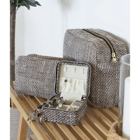 Set 2 genti pentru cosmetice din Textil Maro L9/11xH14/22cm Safi