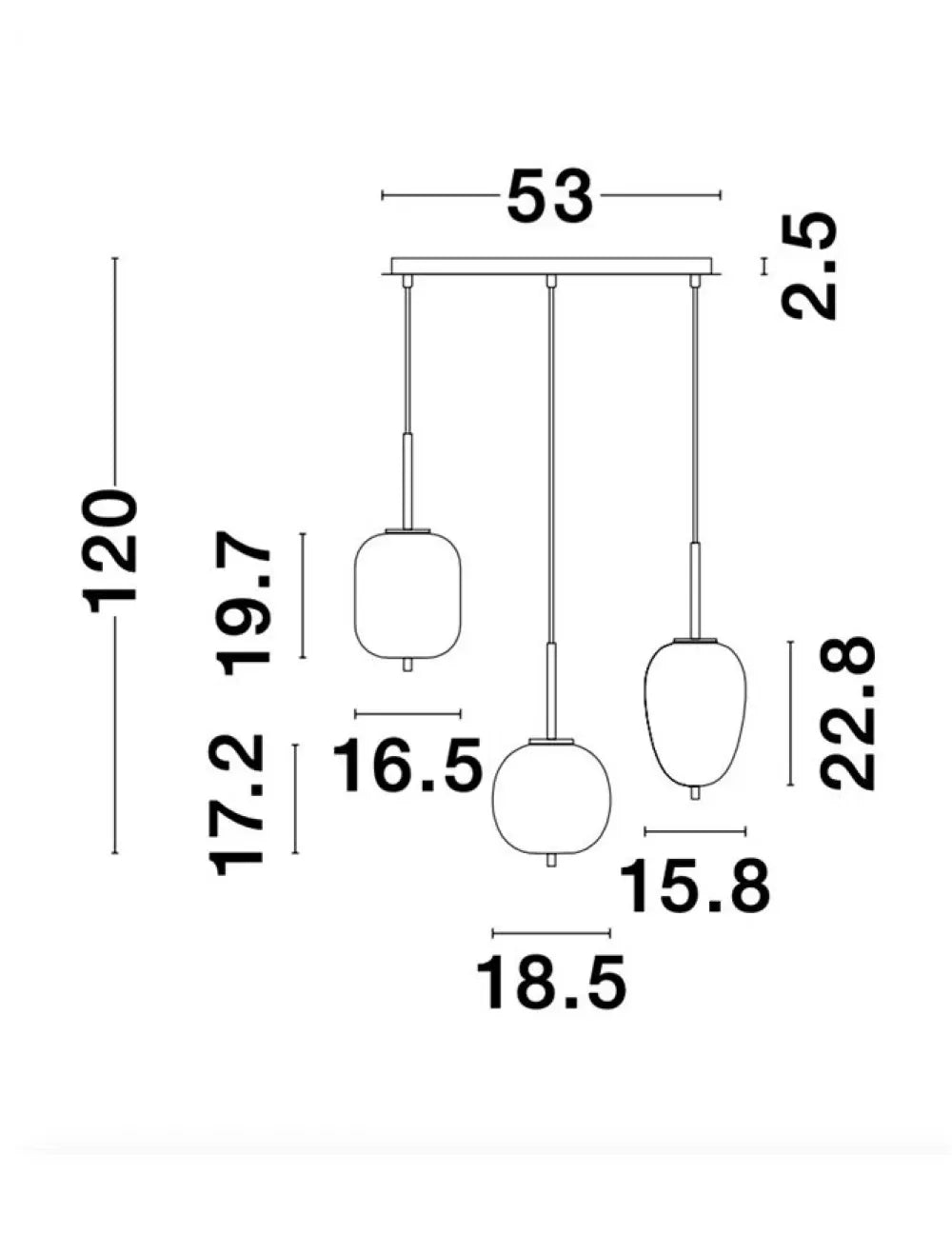 Lustra structura din Metal Auriu si abajur din Sticla Alb H120xL53cm IP20 LATO