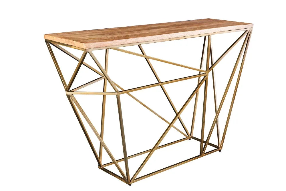 Consola din Lemn de mango Maro si Metal Alama L119xH78cm DIAMOND