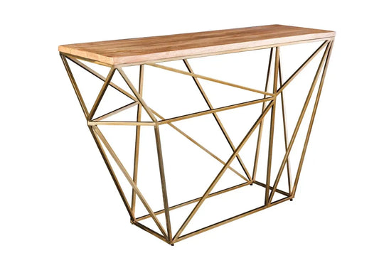 Consola din Lemn de mango Maro si Metal Alama L119xH78cm DIAMOND