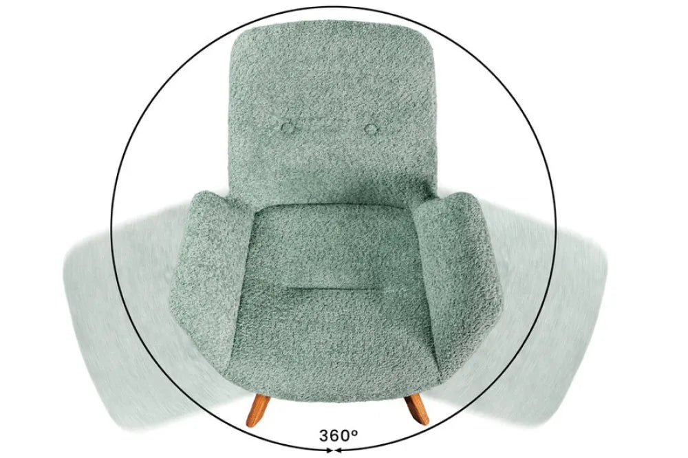 Set 2 scaune rotative tapitat cu Stofa boucle Verde mint si picioare din Lemn de stejar Maro H85xL61xA63cm BALTIC