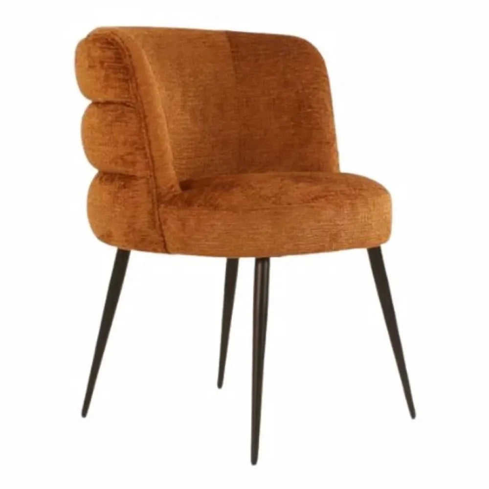Scaun tapitat cu Stofa fusion Maro cognac cu picioare din Metal Negru H83xL63xA63cm Stella Richmond Interiors