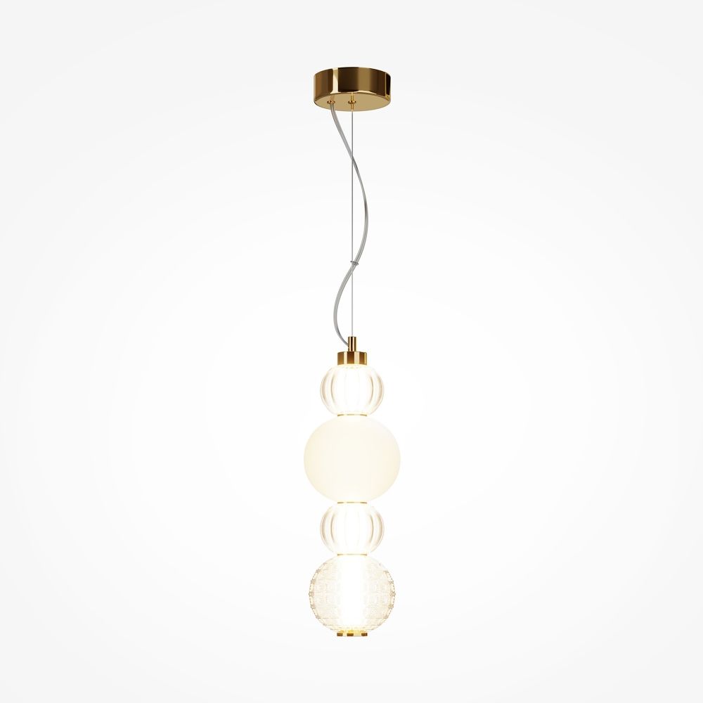 Pendul din Metal si Sticla Auriu/Transparent D15xH199cm Collar