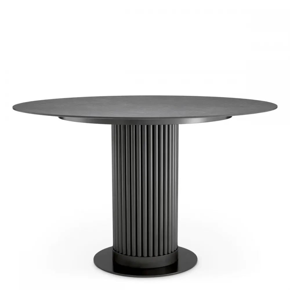 Masa din Metal Bronz si Ceramica Negru cu efect de marmura H76xD120cm Volterra Eichholtz
