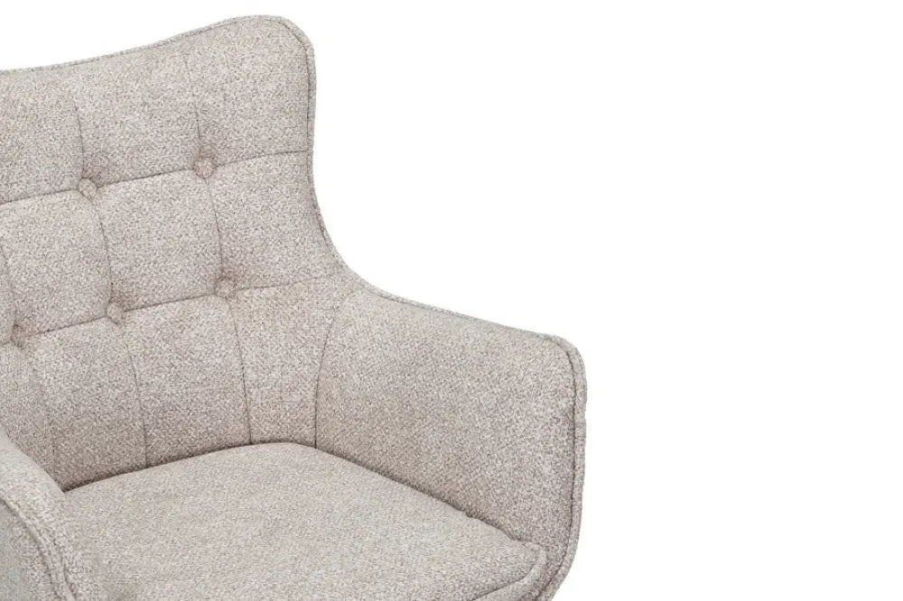 Set 2 scaune rotative tapitat cu Stofa Bej si picioare din Lemn de stejar Maro H93xL60xA64cm THOR