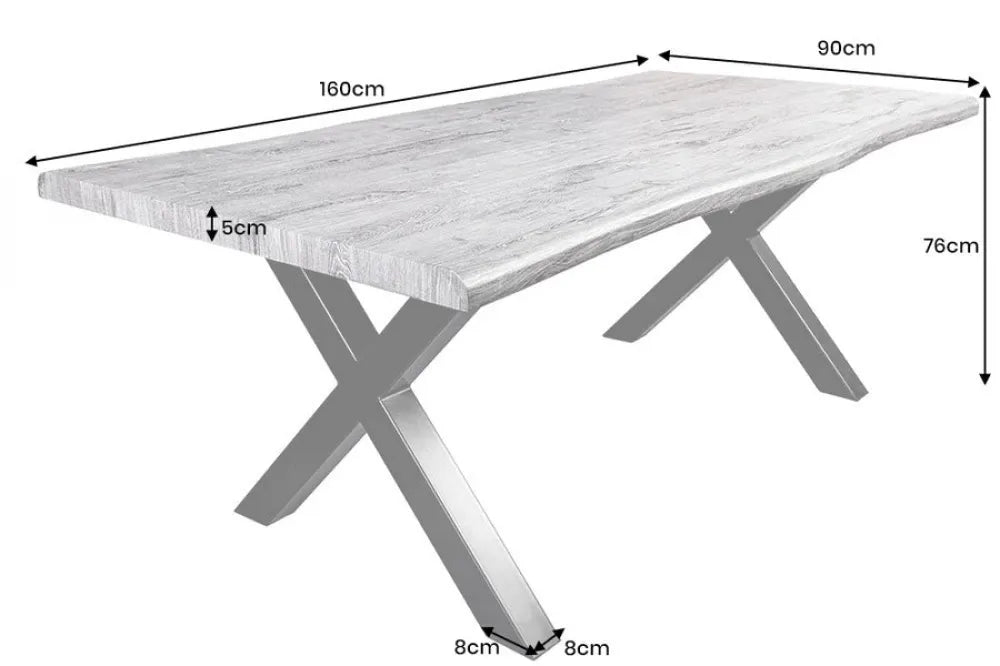 Masa din Derivat din lemn Gri si Metal Negru L160xH76cm Wild