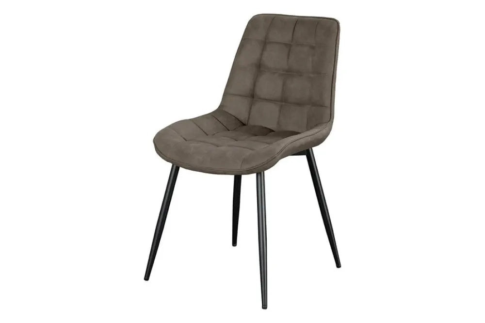 Set 4 scaune tapitat cu Microfibra Maro taupe si picioare din Metal Negru H85xL51xA59cm ROADSTAR