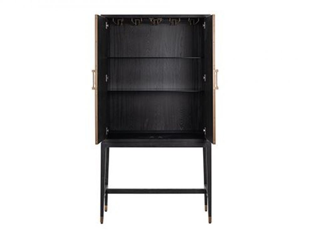 Bar din piele ecologica si Lemn masiv de stejar Bej/Negru Bloomingville L97xH182cm Richmond Interiors
