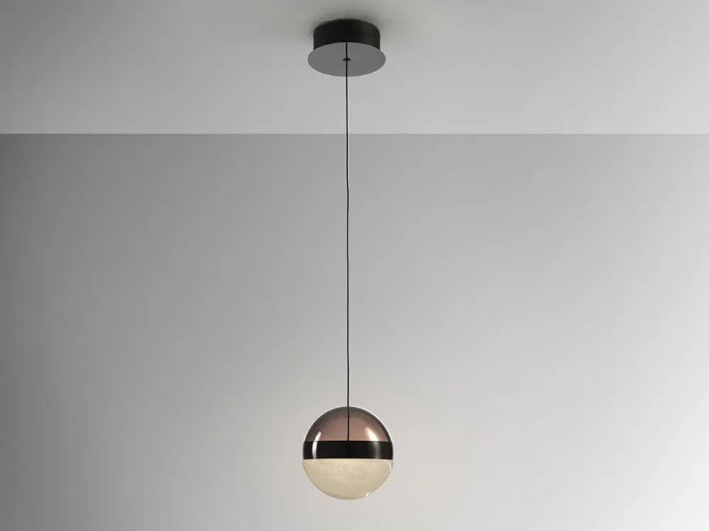 Pendul din Metal Negru si Policarbonat/Sticla Transparent/Fumuriu H160xD15cm Orbes