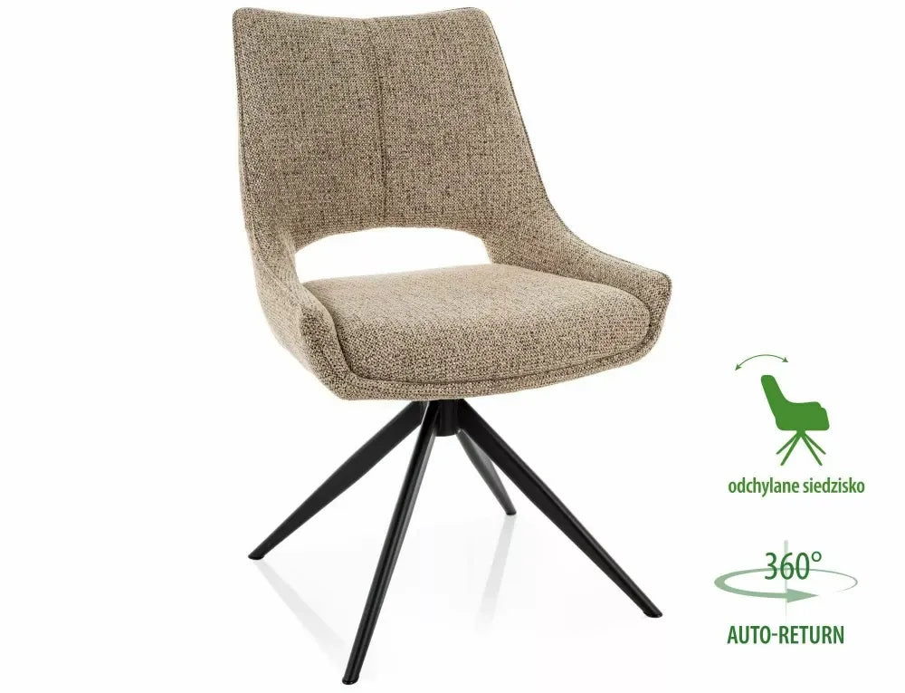 Set 2 Scaune rotative din Stofa Bej inchis si Metal Negru H87xL56xA60cm Fino I