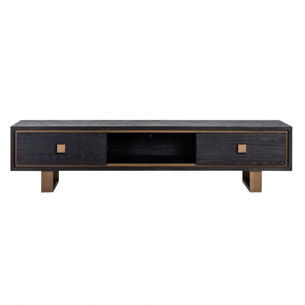 Comoda din Lemn masiv de stejar si Metal Negru/Auriu L190xH46cm Hunter Richmond Interiors