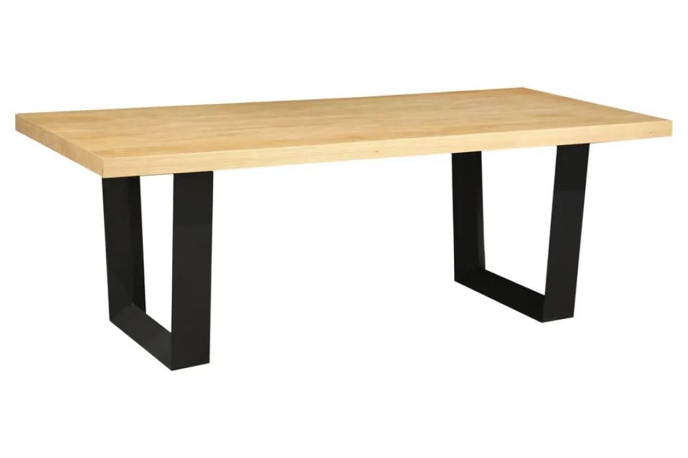 Masa din MDF/Furnir de stejar Maro deschis si Metal Negru L210xH76cm Zeus