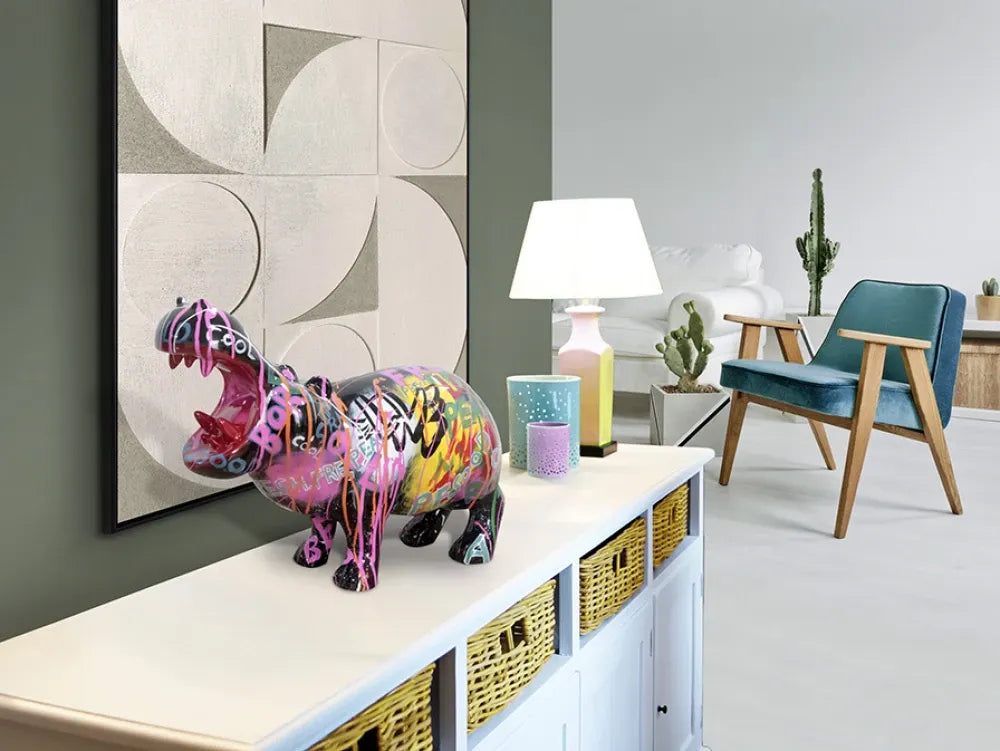 Figurina decorativa din Polirasina Multicolor L18xH34cm Hippo