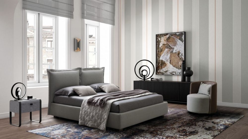 Pat tapitat Catlin cu somiera si husa detasabila 160x200cm