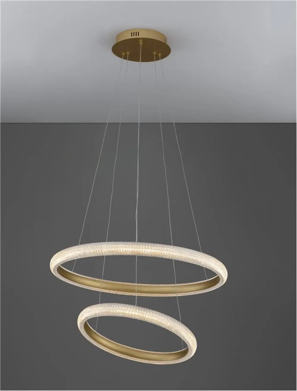 Candelabru structura din Aluminiu Auriu si abajur din Acrilic Transparent H120xL59cm IP20 41.5W 3500lm 3000k MEDORA