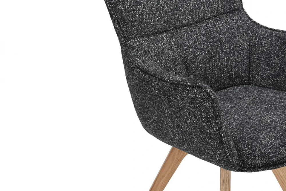 Set 2 scaune rotative tapitat cu Stofa Gri antracit si picioare din Lemn de stejar Maro H94xL58xA64cm VOGUE