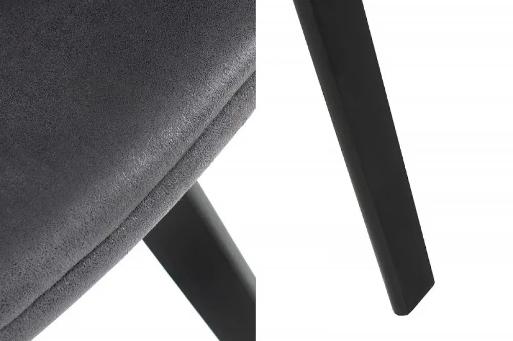 Scaun tapitat cu Microfibra Gri cu picioare din Lemn de fag Negru H80xL54xA54cm Nordic Star