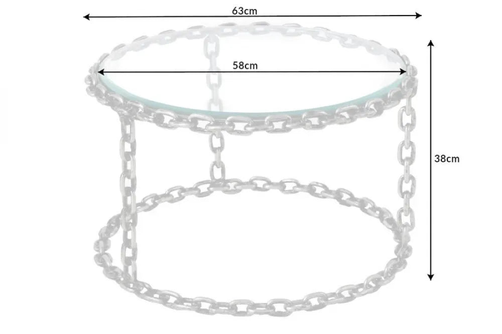 Masuta de cafea din Sticla securizata Transparent si Metal Argintiu L65xH40cm Chain
