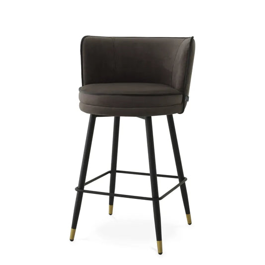 Scaun de insula rotativ tapitat cu Catifea Gri L53xA48xH91cm Grena Eichholtz