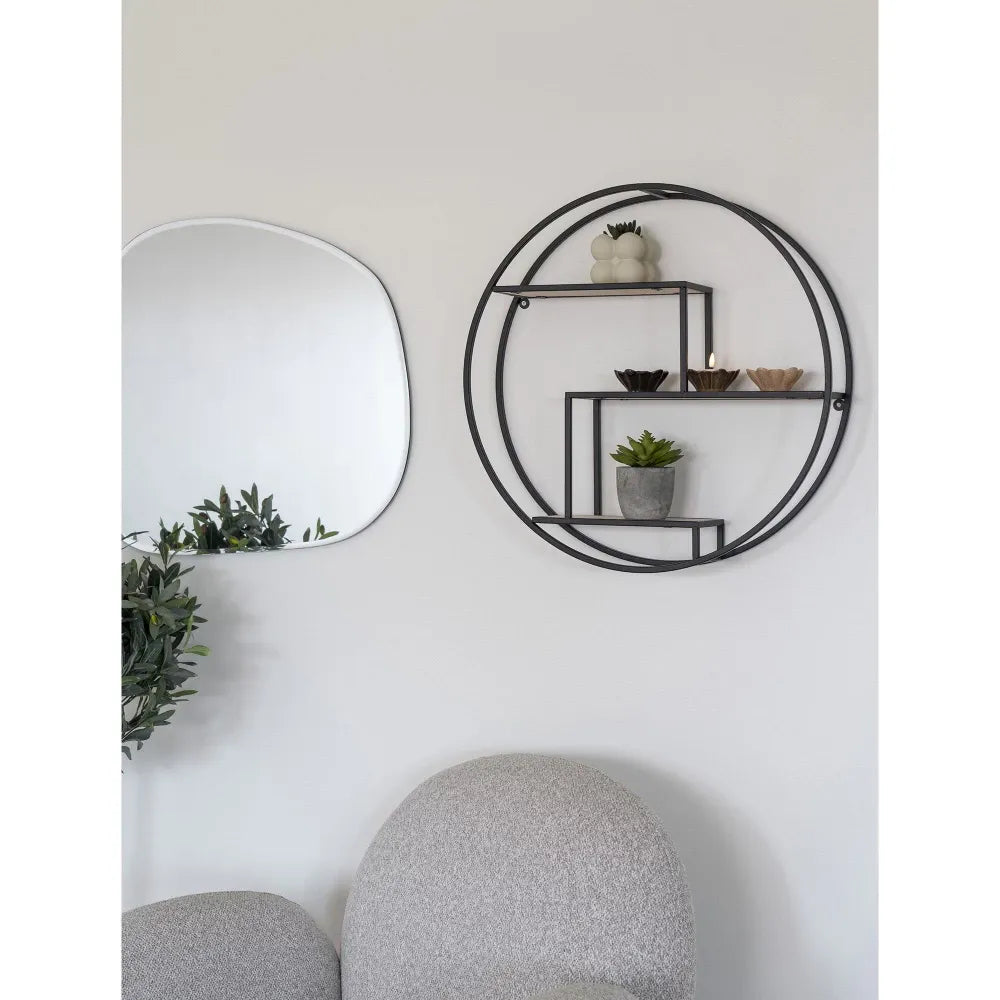 Raft de perete din Lemn Maro si Metal Negru L62xH62cm Rotterdam