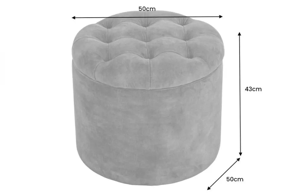Puf cu spatiu de depozitare din Catifea Gri inchis H43xL50cm Modern Barock