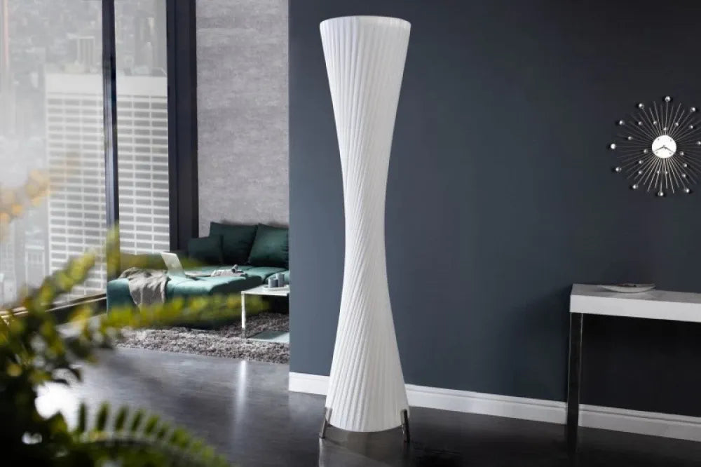 Lampa de podea din Metal Argintiu si Textil Alb H160xD37cm Paris