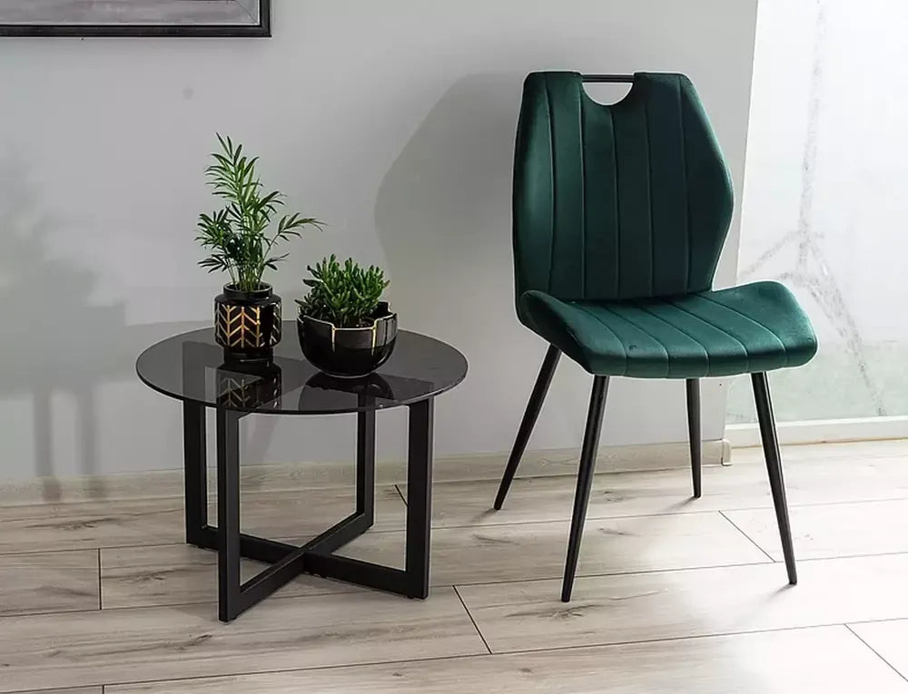 Scaun tapitat cu Catifea Verde cu picioare din Metal Negru H91xL51xA46cm Arco