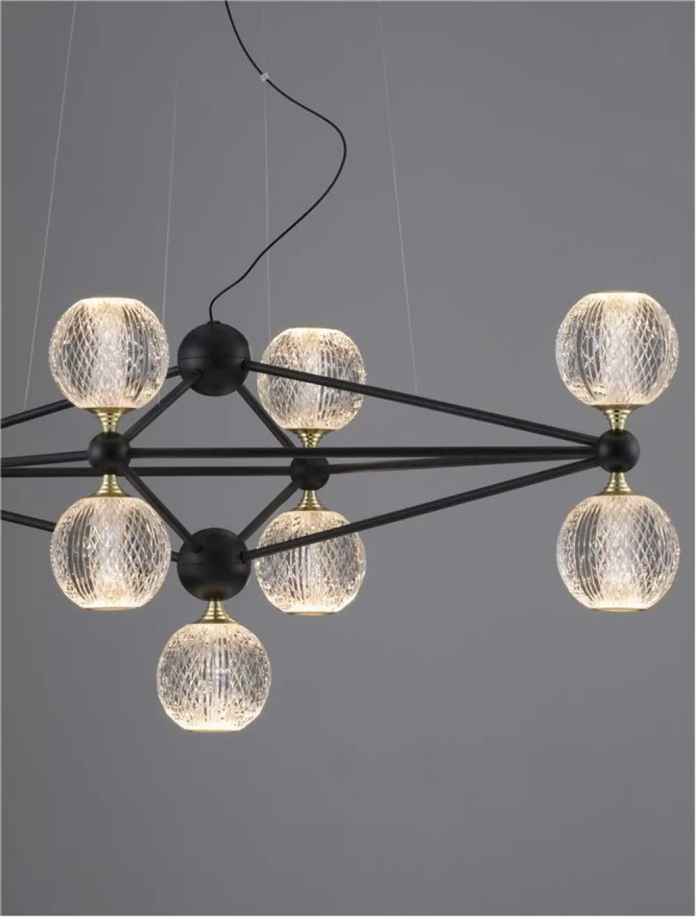 Candelabru structura din Aluminiu Negru si abajur din Acrilic Transparent H120xL96cm IP20 42W 2238lm 3000k BELINDA