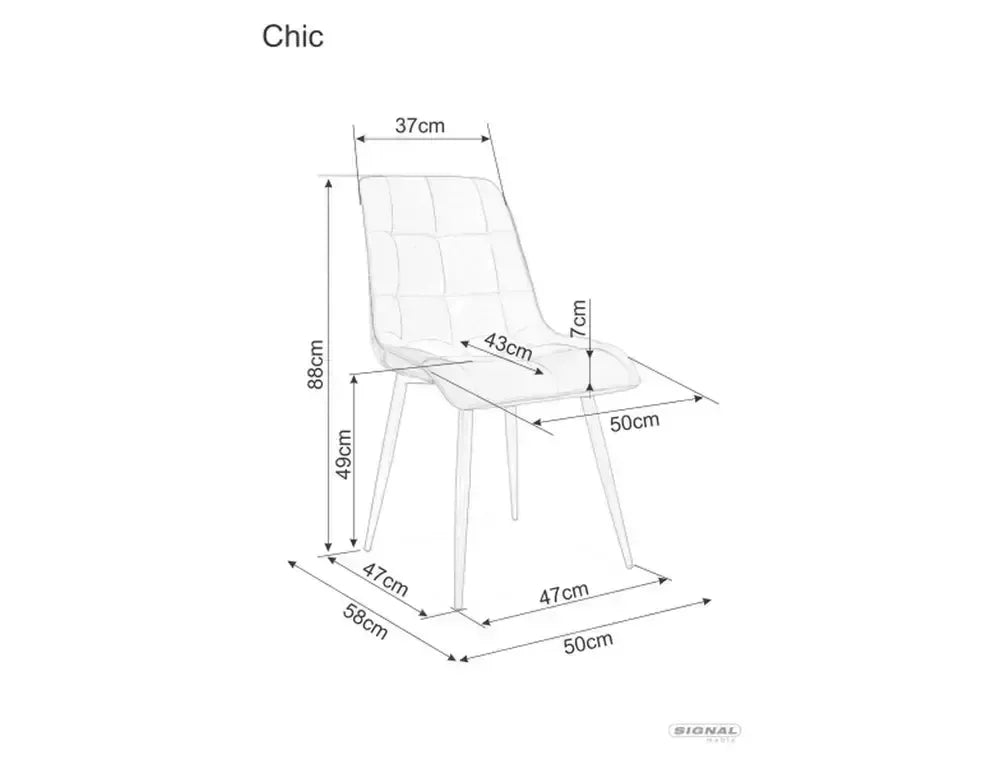 Set 2 scaune din Stofa Bej deschis si Metal Bej Hx88Lx50xA58cm Chic