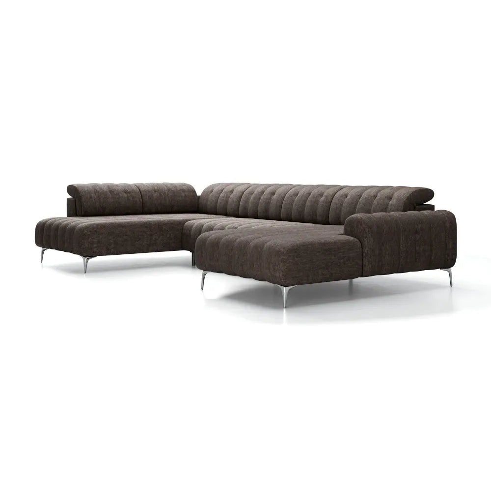 Coltar extensibil electric in forma de U tapitat cu Stofa Maro Padova III