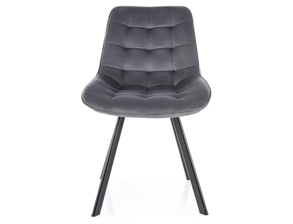 Set 2 scaune din Catifea Gri si Metal Negru Hx88Lx51xA60cm Monti