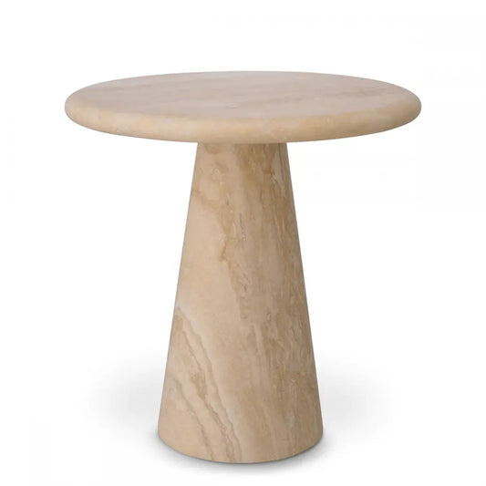 Masuta laterala Rotunda din Travertin Bej D45xH46cm Adriana S Eichholtz