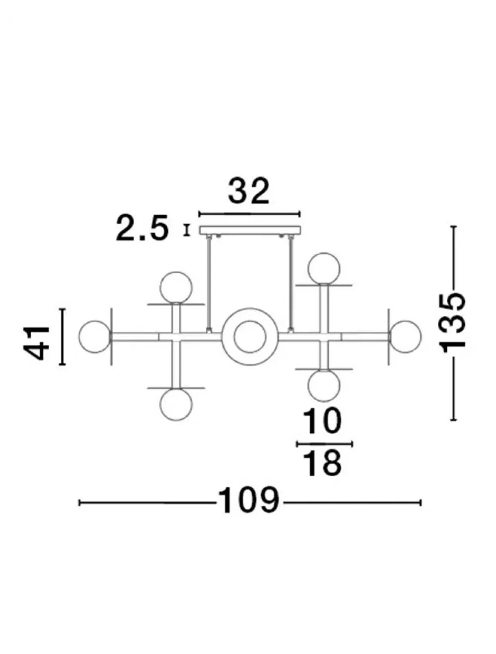 Lustra structura din Metal Auriu si abajur din Sticla Alb H135xL109cm IP20 PIELO