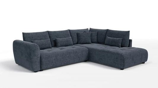 Coltar extensibil in forma de L tapitat cu Chenille Sajma 12 Albastru L291x234cm Trezzo