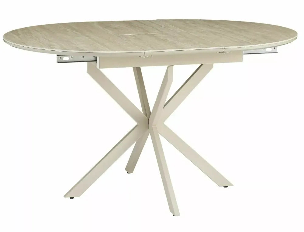 Masa extensibila din Metal Bej si MDF+Ceramica Bej lucios L100-130xH76cm Gaston