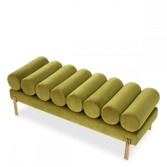 Bancheta cu picioare aurii tapitat cu Catifea Verde L130xH42cm Oxley
