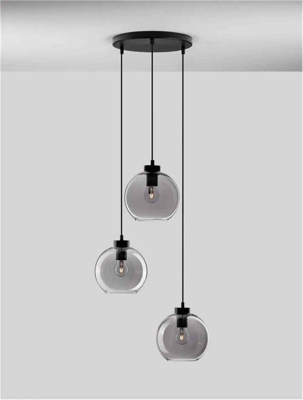 Candelabru structura din Metal Negru si abajur din Sticla Fumuriu H145xL30cm IP20 PALMER