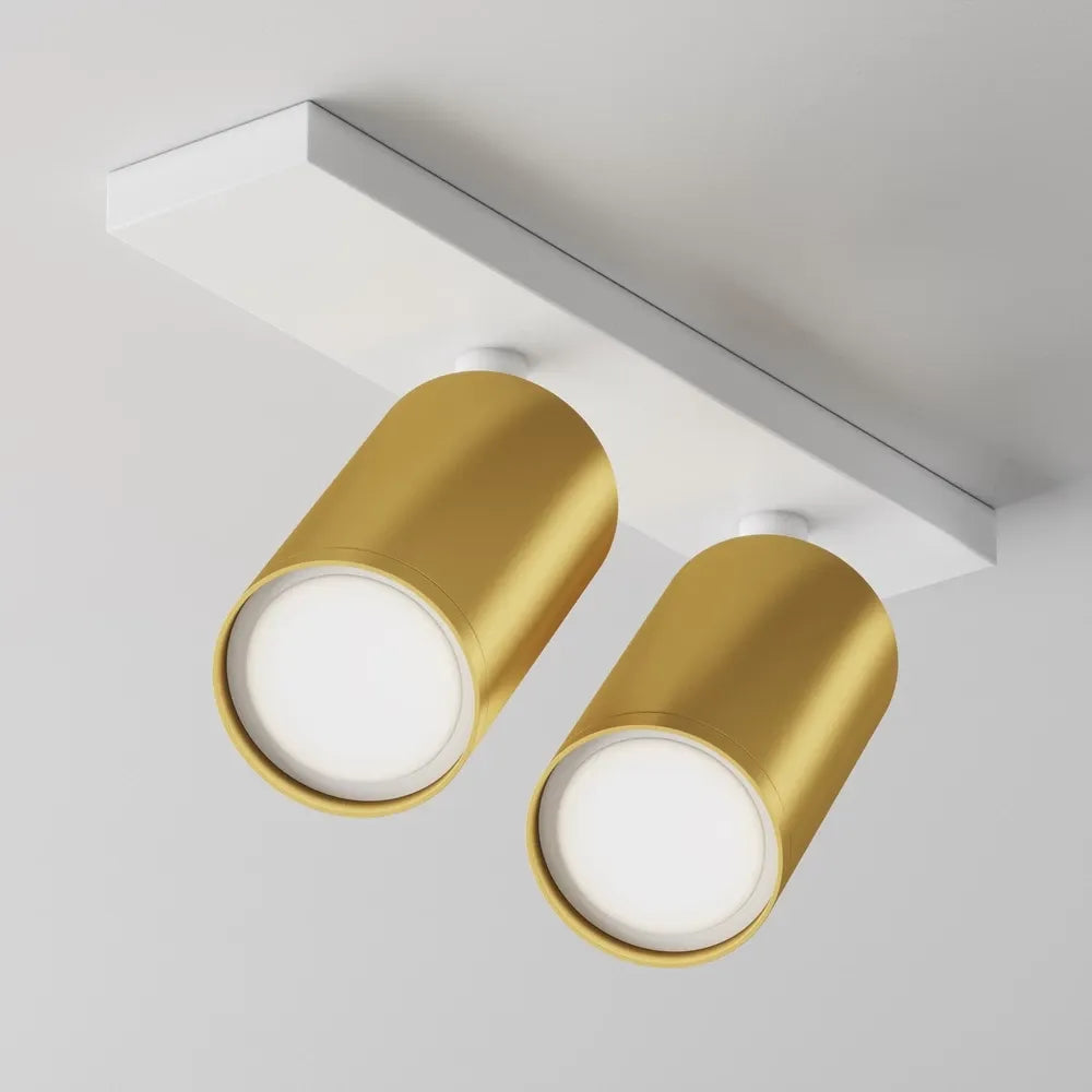 Spot dublu aplicabil din Aluminiu Alb/Auriu mat H12xL34cm IP 20 GU10 10W FOCUS S