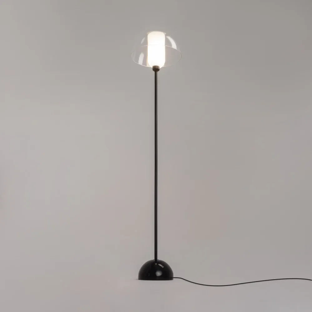 Lampa podea din Metal Negru si Sticla Transparent H139xD30cm Memory