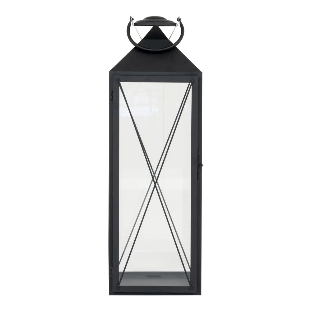 Set 2 felinare din Metal/Sticla Negru/Transparent H45/70xL19/23cm Casa