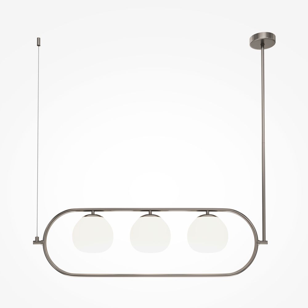 Lustra din Aluminiu si Sticla Argintiu/Alb cu 3 becuri E14 40W L89xH137cm Erich