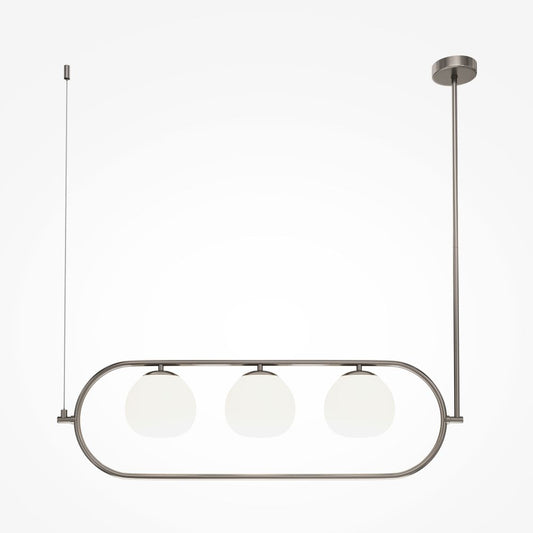 Lustra din Aluminiu si Sticla Argintiu/Alb cu 3 becuri E14 40W L89xH137cm Erich