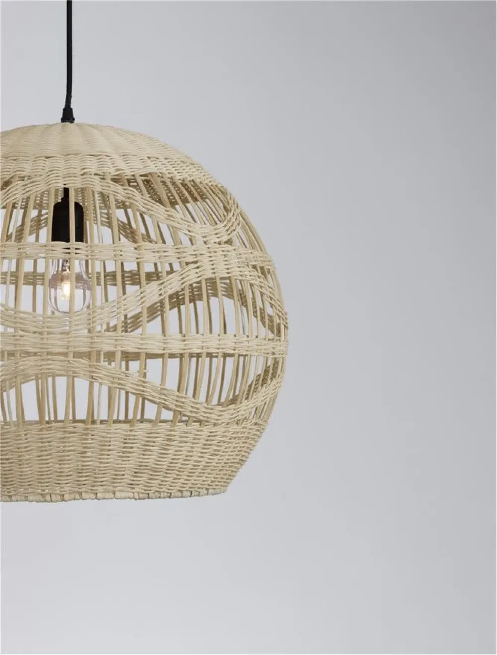 Pendul structura din Metal Negru si abajur din Ratan Bej H205xL48.5cm IP20 MARLO