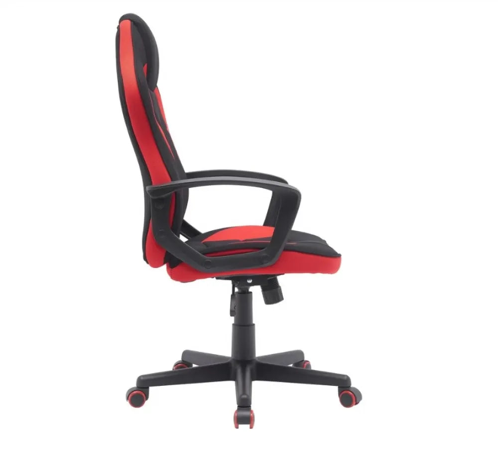 Scaun de gaming cu inaltime reglabila tapitat cu Stofa Negru/Rosu cu picioare din Plastic Negru/Rosu H106-114xL63xA48cm Dakar