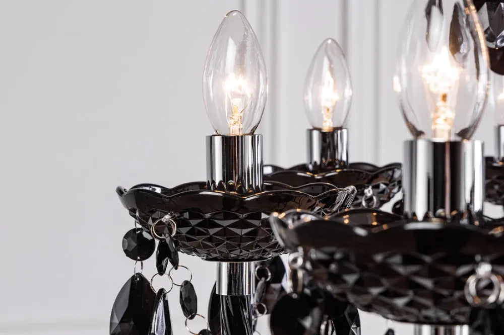 Candelabru din Metal Argintiu si Acrilic Negru D80xH75cm Diamonds